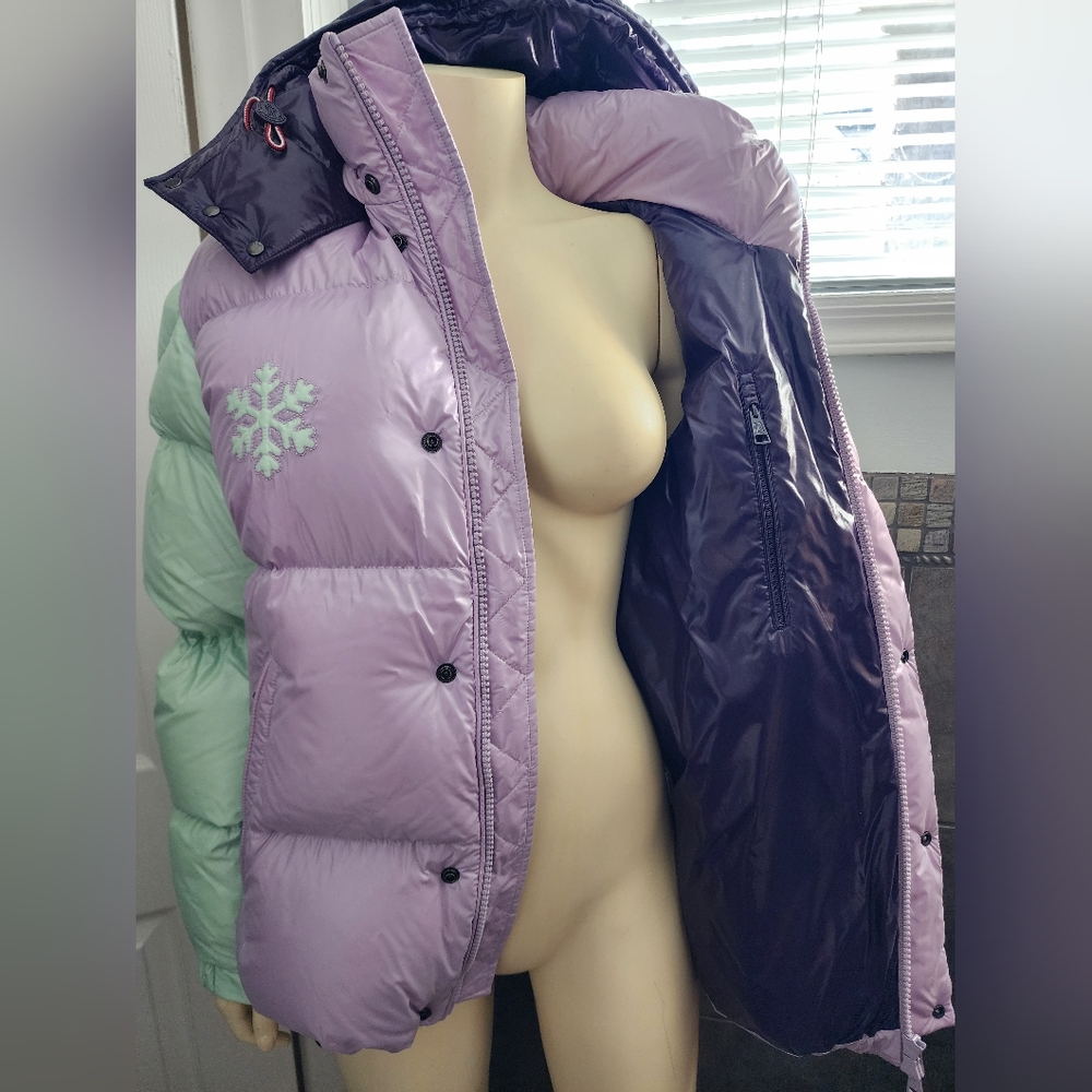 Moncler Lavender & Mint Colorblock Puffer Jacket with Hood - Picture 13 of 16